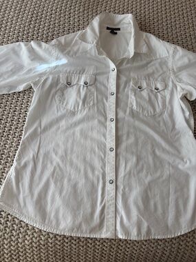 Lauren Ralph Lauren White Snap-Front Button Shirt
